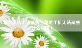 苹果手机无法聚焦（苹果手机无法聚焦什么原因）