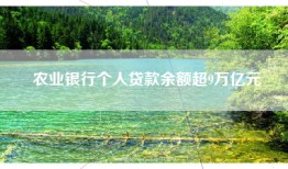 农业银行个人贷款余额超9万亿元