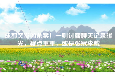 成都突发凶杀案！一则讨薪聊天记录曝光，疑点重重，或是张冠李戴