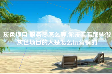灰色项目 服务器怎么弄,你该看看那些做灰色项目的人是怎么玩营销的